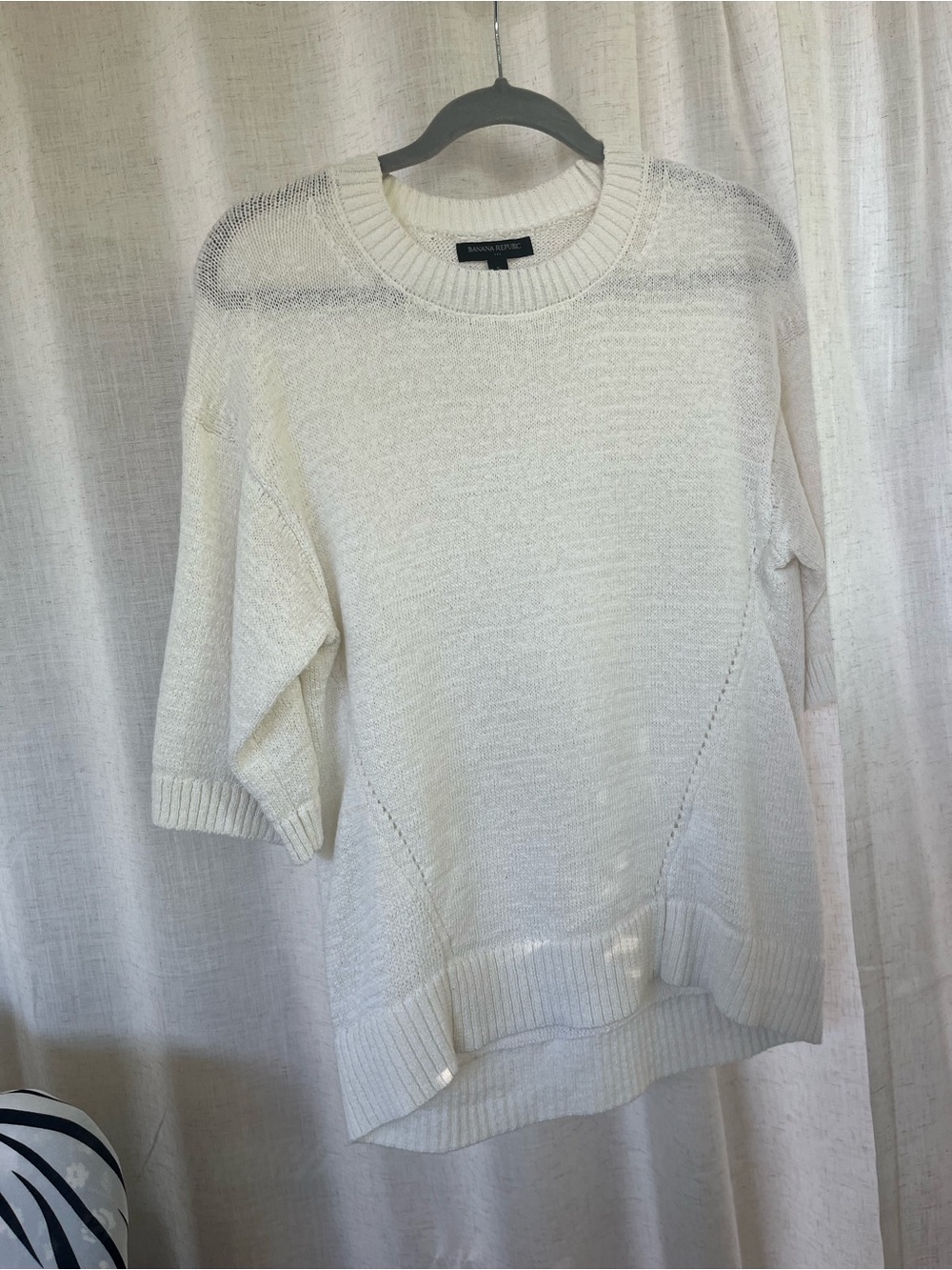 Cotton blend Banana Republic ivory Crewneck Knit high low Sweater SP